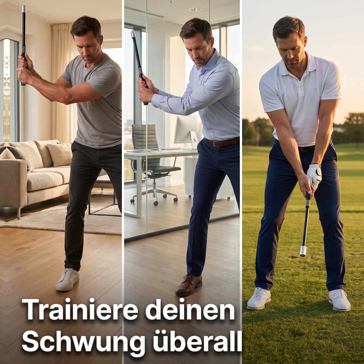 Golf Schwungtraining zu Hause, im Büro und auf der Driving Range